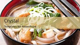  Presentation with soup - Audience pleasing theme consisting of miso ramen noodles japanese food - udon soup backdrop and a yellow colored foreground