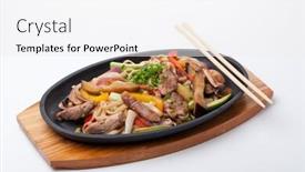  Presentation with texas cattle beef - Beautiful presentation theme featuring udon with beef japanese cuisine backdrop and a white colored foreground