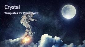  Presentation with surfing - Beautiful slide set featuring ufo - astronaut surfing dark sky mixed backdrop and a wine colored foreground