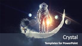  Presentation with surfing - PPT theme with ufo - astronaut surfing dark sky mixed background and a ocean colored foreground