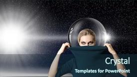  Presentation with ninja - Colorful PPT theme enhanced with ufo - fashion ninja woman in space backdrop and a navy blue colored foreground