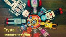  Presentation with ufo - Slide deck featuring ufo - group of robot friends gater background and a tawny brown colored foreground