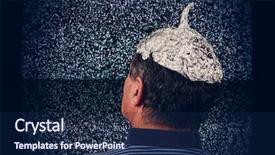  Presentation with ufo - Audience pleasing slide deck consisting of ufo - man wearing a tin hat backdrop and a navy blue colored foreground