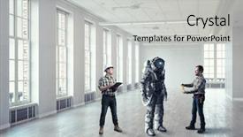  Presentation with ufo - PPT theme enhanced with ufo - scientists designing space suit mixed background and a light gray colored foreground
