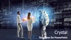  Presentation with space suit - Audience pleasing slide deck consisting of ufo - scientists designing space suit mixed backdrop and a tawny brown colored foreground