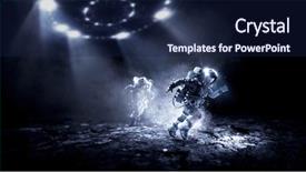  Presentation with spaceman - Amazing presentation theme having ufo - spaceman running fast mixed media backdrop and a navy blue colored foreground