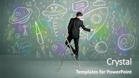  Presentation with ufo - Colorful PPT theme enhanced with ufo - talented student drawing rockets planets backdrop and a gray colored foreground