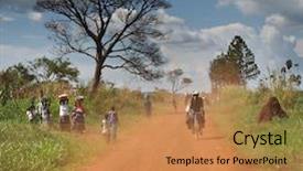  Presentation with african - Colorful PPT theme enhanced with uganda - african road backdrop and a gold colored foreground