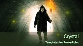  Presentation with coal power plant burning - Presentation theme having ugly man with burning flambeau background and a tawny brown colored foreground