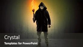  Presentation with scary - Slide deck enhanced with ugly-scary-man-with-burning background and a  colored foreground