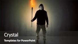  Presentation with scary lion - Audience pleasing presentation theme consisting of ugly scary man with burning backdrop and a dark gray colored foreground