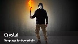  Presentation with scary - Slide set featuring ugly scary man with burning background and a dark gray colored foreground