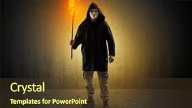  Presentation with empty space dance studio - PPT theme consisting of ugly scary man with burning background and a tawny brown colored foreground