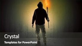  Presentation with scary - Presentation design enhanced with ugly scary man with burning background and a dark gray colored foreground