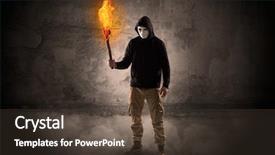  Presentation with wall - Audience pleasing PPT layouts consisting of ugly wayfarer with burning torch backdrop and a tawny brown colored foreground