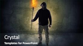  Presentation with wall - Presentation theme with ugly wayfarer with burning torch background and a wine colored foreground