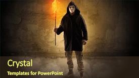  Presentation with wall - Amazing presentation theme having ugly wayfarer with burning torch backdrop and a tawny brown colored foreground