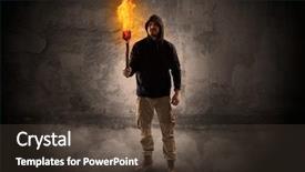  Presentation with wall - Colorful theme enhanced with ugly wayfarer with burning torch backdrop and a tawny brown colored foreground