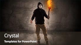  Presentation with wall - Presentation theme having ugly wayfarer with burning torch background and a tawny brown colored foreground