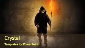  Presentation with wall - Presentation theme enhanced with ugly wayfarer with burning torch background and a tawny brown colored foreground