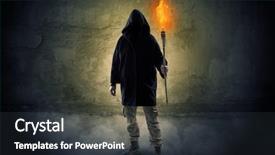  Presentation with wall - Beautiful PPT layouts featuring ugly wayfarer with burning torch backdrop and a tawny brown colored foreground