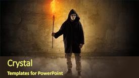  Presentation with wall - Beautiful PPT theme featuring ugly wayfarer with burning torch backdrop and a tawny brown colored foreground