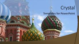  Presentation with red earedr turtle sunning - Presentation design consisting of ui - st basil's cathedral background and a light blue colored foreground