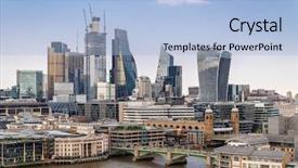  Presentation with london - PPT layouts featuring uk - london downtown cityscape skylines building background and a light blue colored foreground