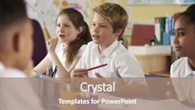  Presentation with children in wheelchairs in school setting - PPT theme featuring uk - primary school children work together background and a coral colored foreground