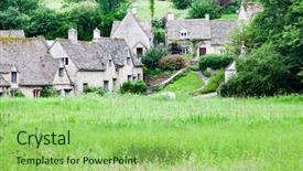  Presentation with england universuty - Audience pleasing presentation design consisting of uk bibury is a village backdrop and a mint green colored foreground