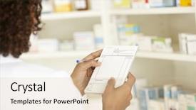  Presentation with prescription - Amazing slide set having uk female nurse in pharmacy backdrop and a soft green colored foreground