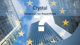  Presentation with financial center - Presentation theme with uk financial crisis - brexit concept - uk economy background and a light blue colored foreground