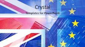  Presentation with financial center - Colorful PPT layouts enhanced with uk financial crisis - brexit concept - uk economy backdrop and a light blue colored foreground