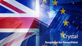  Presentation with financial center - PPT layouts featuring uk financial crisis - brexit concept - uk economy background and a navy blue colored foreground
