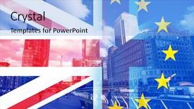  Presentation with financial center - PPT theme featuring uk financial crisis - brexit concept - uk economy background and a light blue colored foreground