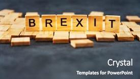  Presentation with brexit - Colorful theme enhanced with uk financial crisis - brexit concept - wood blocks backdrop and a dark gray colored foreground