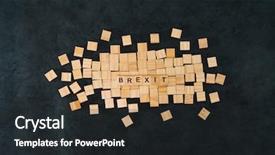  Presentation with brexit - PPT theme consisting of uk financial crisis - brexit concept - wood blocks background and a dark gray colored foreground