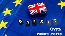  Presentation with financial crisis - Audience pleasing theme consisting of uk financial crisis - brexit concept - wood blocks backdrop and a navy blue colored foreground