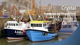  Presentation with fishing boat - Presentation theme having uk fishing boat background and a coral colored foreground