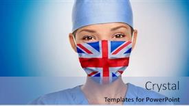  Presentation with banner blue - Presentation theme consisting of uk-flag-on-british-doctor background and a light blue colored foreground