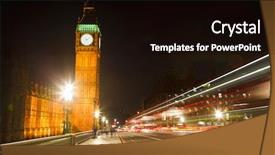  Presentation with london at night - Presentation enhanced with uk parliament - traffic in night london uk background and a black colored foreground