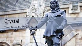  Presentation with westminster - Slides having uk soldiers - oliver cromwell - statue background and a light blue colored foreground