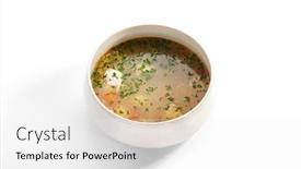  Presentation with salmon dish - Audience pleasing slides consisting of ukha-with-salmon-and-pikeperch backdrop and a white colored foreground