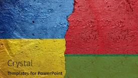  Presentation with concrete cracked - Slide set having ukraine-and-belarus-cracked-concrete background and a gold colored foreground