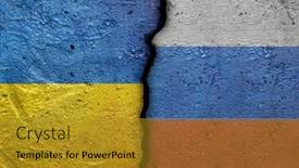  Presentation with russia flag - PPT theme having ukraine-and-russia-cracked-concrete background and a gold colored foreground