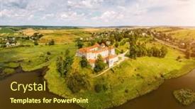  Presentation with earth eye - Slide deck consisting of ukrainian-ancient-svirzh-castle background and a  colored foreground