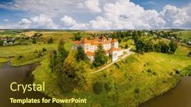  Presentation with earth eye - Theme consisting of ukrainian-ancient-svirzh-castle background and a  colored foreground