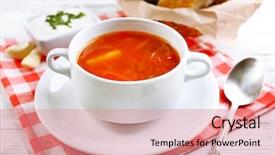  Presentation with beetroot - PPT layouts featuring ukrainian-beetroot-soup-borscht background and a coral colored foreground