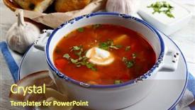  Presentation with beetroot - Slide set enhanced with ukrainian beetroot soup - borscht on blue napkin on wooden background background and a tawny brown colored foreground