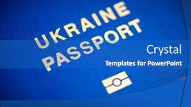  Presentation with blue and yellow geometric - Presentation design featuring ukrainian-biometric-passports-on-national background and a teal colored foreground